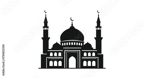 mosque vector icon in black and white