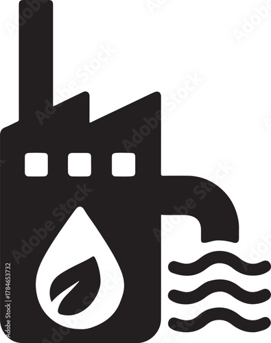 Industrial wastewater treatment bold icon. Water purification and environmental protection vector.