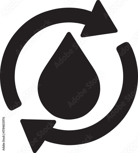 Recycle water drop arrow vector icon. Eco sustainability and clean environment concept design.