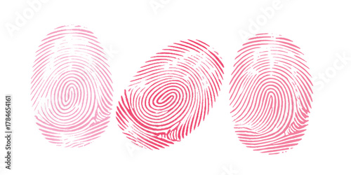Finger print background white red vector, Biometric, identity icon set. Fingerprints icon set vector isolated.