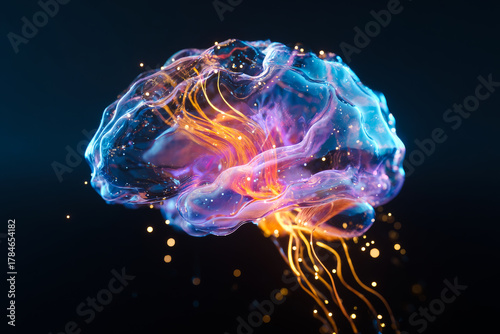 Stunning animation of a transparent glass brain showcasing vibrant colors and intricate designs