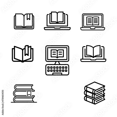 Book Computer office document digital technology icons