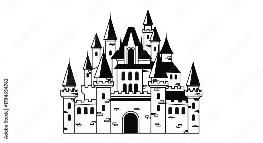 Obraz premium castle vector icon in black and white