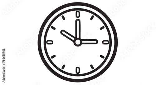 Clock face with hour and minute hands outline icon vector
