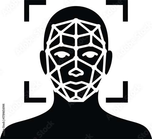 Biometric Face Scan Grid on Human Silhouette Keywords: face recognition, biometric scan