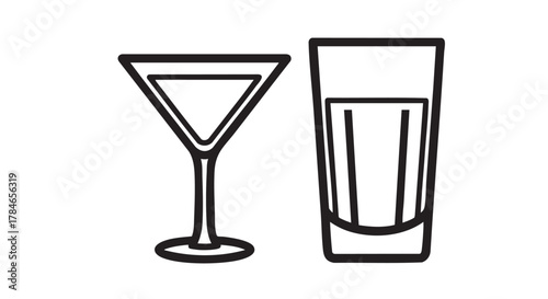 39. cocktail glasses outline icon vector
