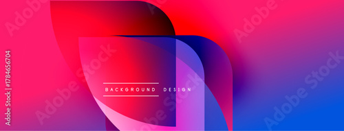 Abstract vibrant background. Overlapping shapes create dynamic color gradients, blending pinks, blues, purples. Modern design element.