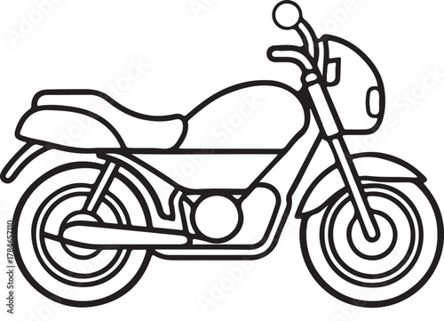 Black and White Line Art of a Motorcycle with Fairing