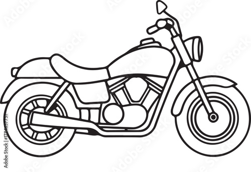 Black and White Outline of a Motorcycle bike motorbike