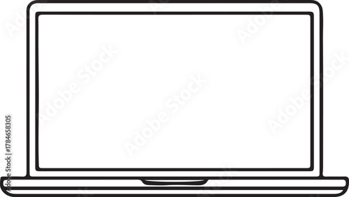 Minimalist Black and White Laptop Icon for Digital Work, Technology, and Online Education Themes