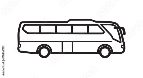 Tour bus coach outline icon vector
