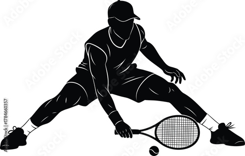 Tennis player silhouette vector illustration for sport and recreation eps