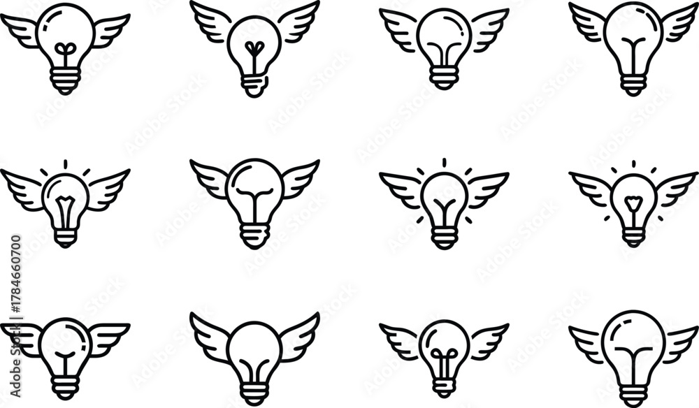 Fototapeta premium Business Management and Office Line Icons Set – Leadership, Growth, Cloud Network, Data Analytics, and Workplace Productivity Outline Symbol Bundle for Web, App, and Infographic Design