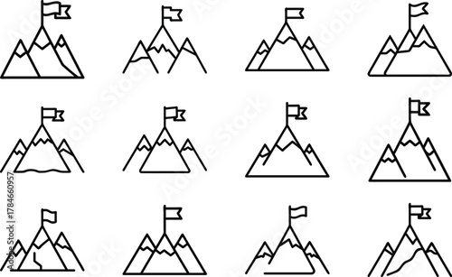 Business Management and Office Line Icons Set – Leadership, Growth, Cloud Network, Data Analytics, and Workplace Productivity Outline Symbol Bundle for Web, App, and Infographic Design