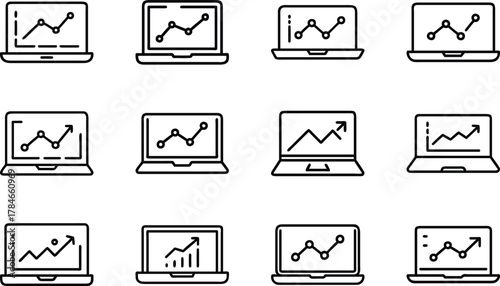 Business Management and Office Line Icons Set – Leadership, Growth, Cloud Network, Data Analytics, and Workplace Productivity Outline Symbol Bundle for Web, App, and Infographic Design