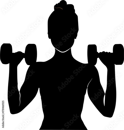 Fitness Woman Lifting Dumbbells Silhouette
