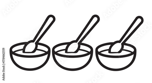 38. chutney bowls with spoons outline icon vector
