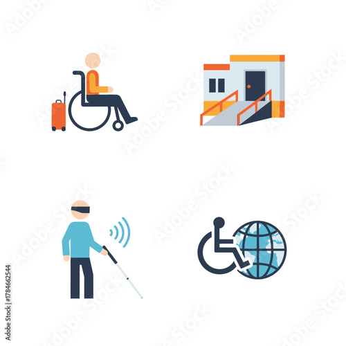 Accessibility and Disability Support Icons for Inclusive Environments.
