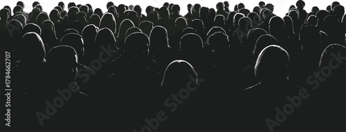 Crowd of people silhouette audience group monochrome anonymous gathering eps
