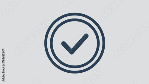 AI Image Double ringed tick mark icon indicates confirmation and approval with a subtle navy blue