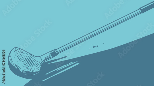 AI Image A minimalist depiction of a golf club against a stylized background, presented in