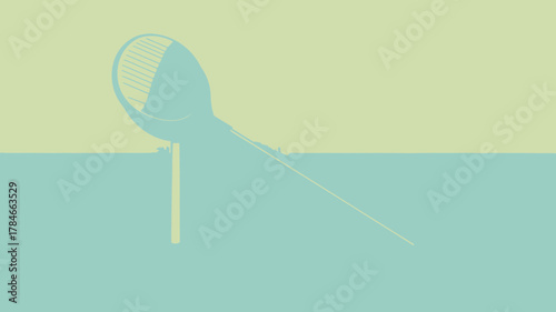 AI Image A modern abstract composition with a stylized racket against a muted dual-tone background