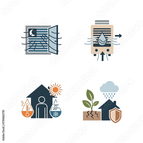Climate Control and Environmental Protection Icons.