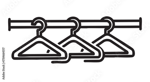 32. closet rod with hangers outline icon vector
