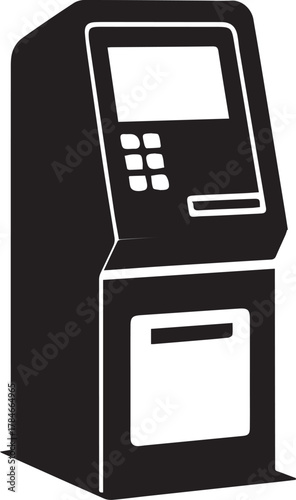 Black Silhouette Icon of an ATM Machine cash dispenser