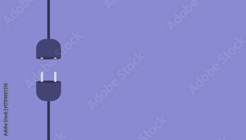 Two electric plugs are separated with a solid purple background, highlighting their design.