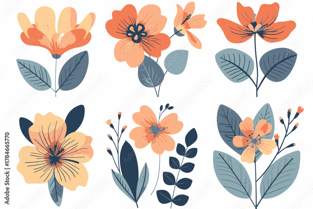 Fototapeta premium AI Image: Whimsical botanical illustration featuring pastel flowers with intricate detailing for