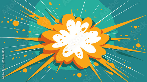 AI Image Comic book style explosion with radiating lines and vibrant colors emanating from a