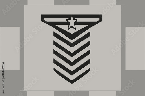 AI Image Depicting stylized military rank insignia with prominent star and chevron patterns on a