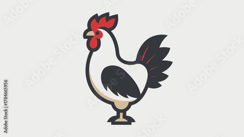 AI Image Illustration of a stylized rooster with bold outlines and minimal details showing a