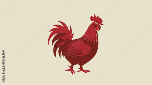 AI Image A bold vector illustration of a ruby rooster, embodying rustic charm and vintage appeal