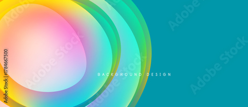 Abstract colorful layers create dynamic background. Smooth gradients blend vibrant hues, offering modern aesthetic.