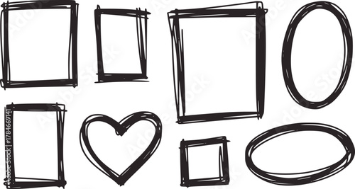 Black white sketch shapes square