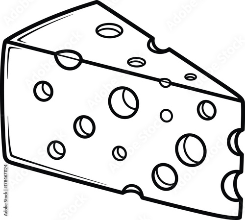 Cheese outline drawing swiss cheese vector illustration food dairy art eps silhouette