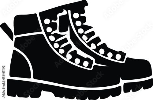 Black Silhouette of Hiking Boots footwear outdoor