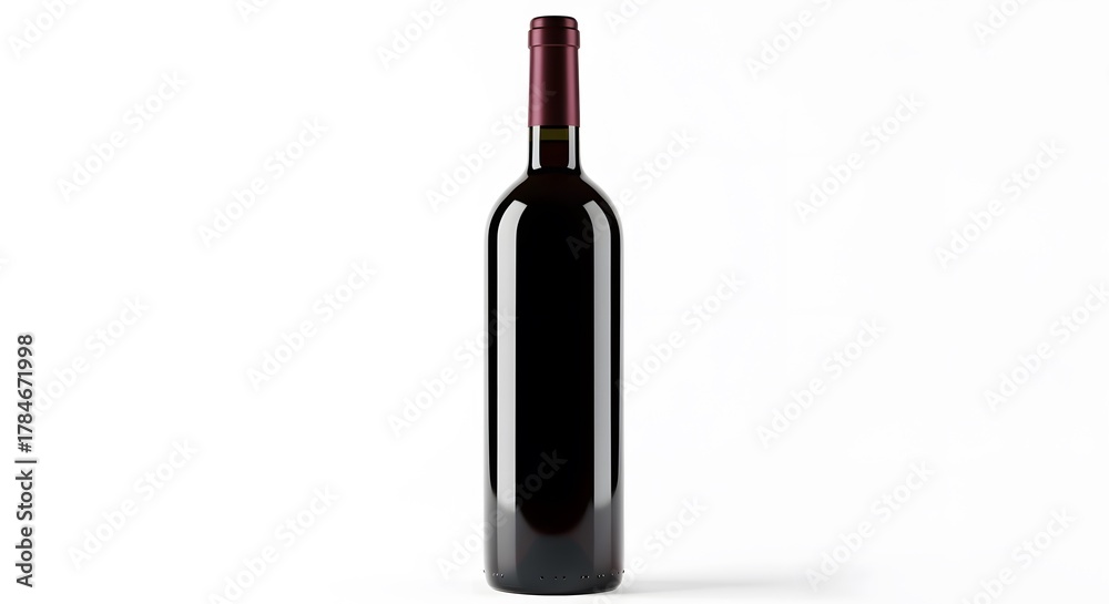 Naklejka premium Elegant bottle of red wine isolated on white perfect for restaurant menus and wine lists
