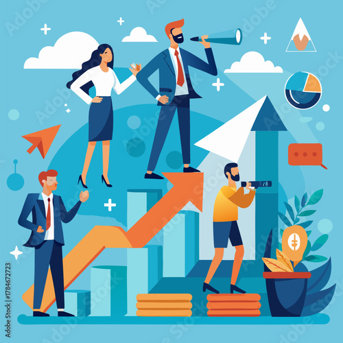 businessman and businesswoman of success strap 