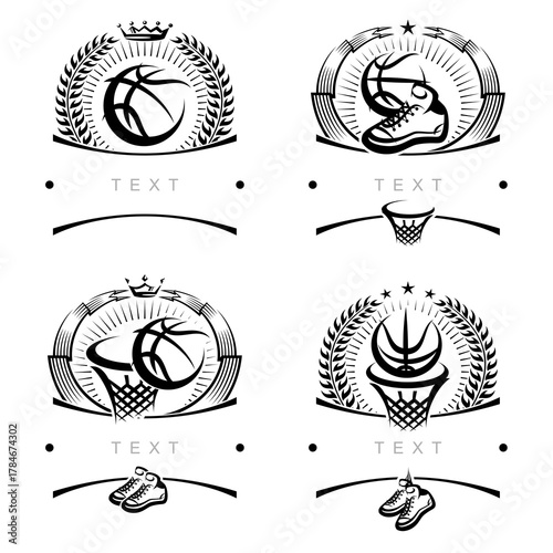 Basketball label and icon set. Collection icons basketball. Vector