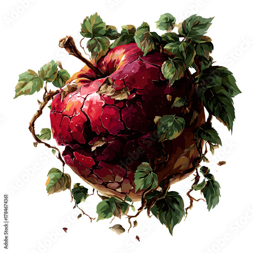 Cursed Evil Apple Vector Clipart, Icon, Logo