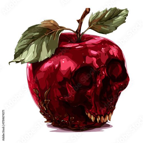 Cursed Evil Apple Vector Clipart, Icon, Logo