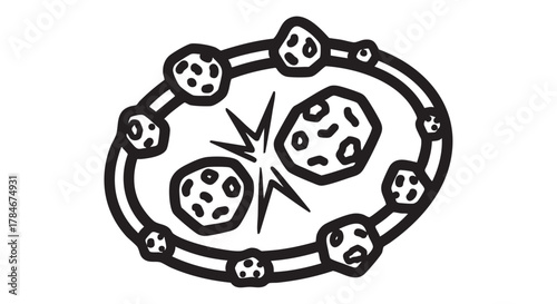 22. asteroid belt collisions outline icon vector
