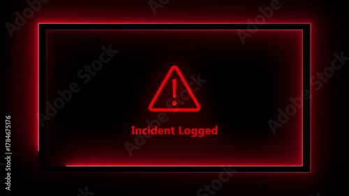 Incident logged Cyber security defense and system protection from hackers, secure digital systems, cyber attack prevention. 4k animation on black background