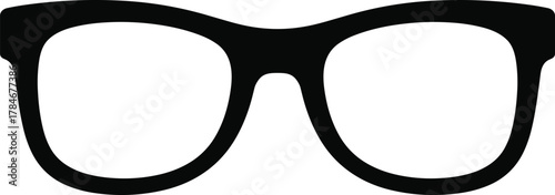 Black eyeglasses frame vector illustration, classic spectacles silhouette design, optical fashion accessory for vision correction, eyewear template for style and branding