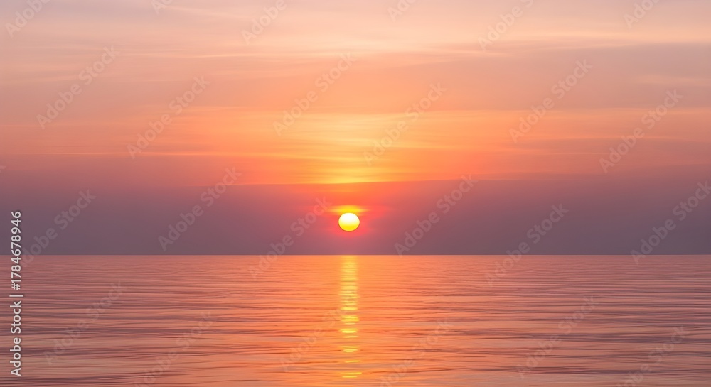 Obraz premium Serene Ocean Sunset with Warm Hues Reflecting on Calm Waters