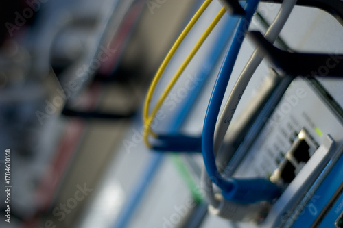 Close up fiber optics cables for internet network and connectivity