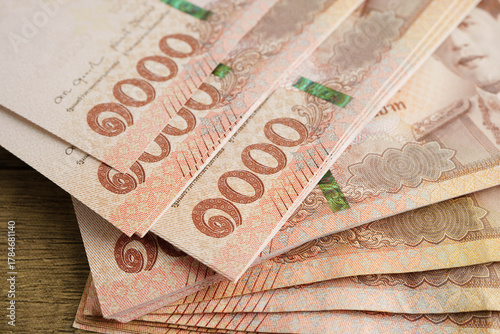 Thai baht banknote money, investment economy, accounting business and banking.